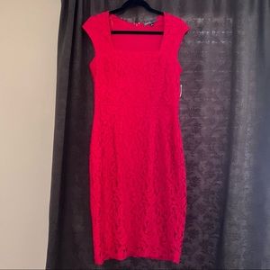 *NWT* Donna Ricco Red Lace Pencil Dress - Women’s Size 8
